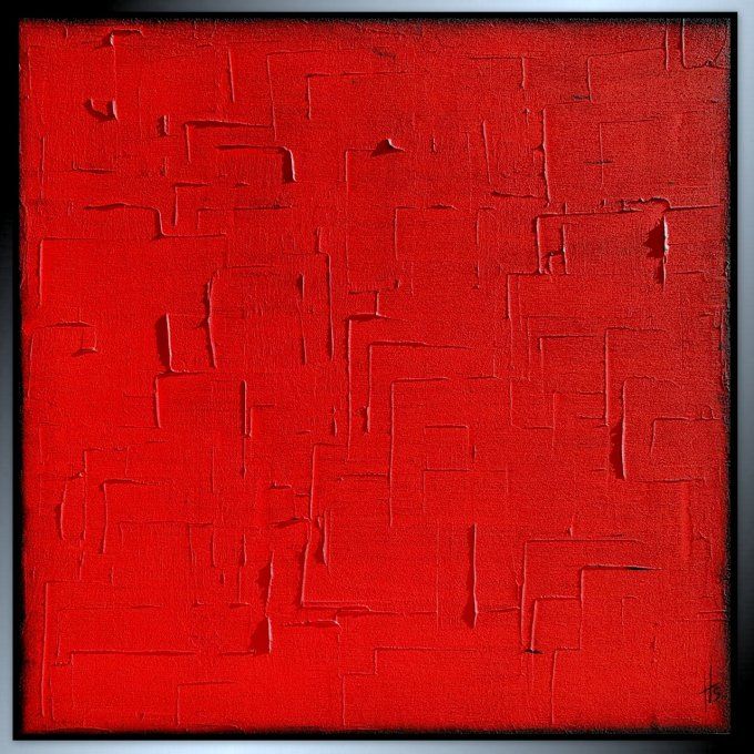 MONOCHROME ROUGE référence AMOR - Tableau abstrait rouge – Peinture contemporaine minimaliste
