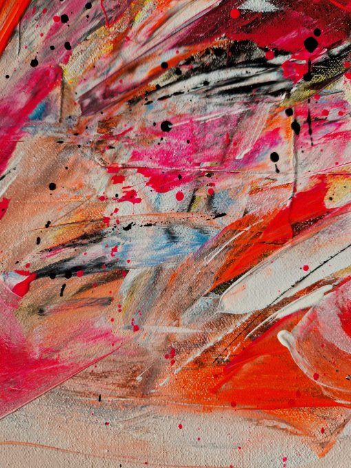 Peinture abstraite contemporaine multicolore et rose – Œuvre originale - CHROMIA