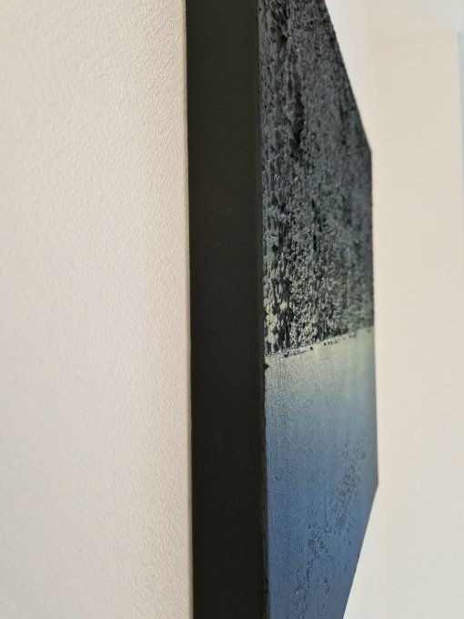 MONOCHROME NOIR référence C44- Tableau abstrait noir –Peinture contemporaine minimaliste 60x60 cm