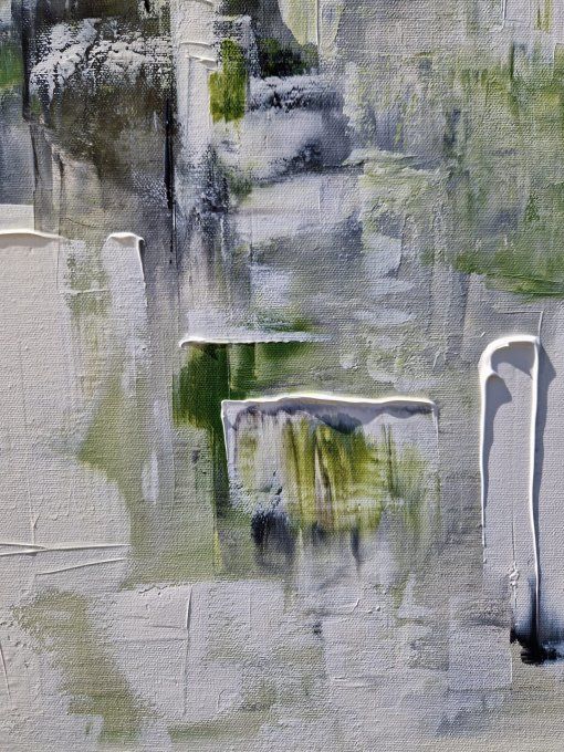 TABLEAU réservé Peinture abstraite contemporaine vert et blanc – Œuvre originale - 