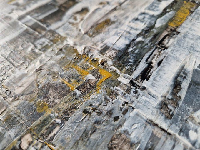 Peinture abstraite contemporaine blanc et gris – Œuvre originale - NUIT URBAINE