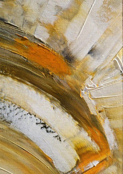 Peinture abstraite contemporaine orange vertical  – Œuvre originale - ECLAT CADMIUM