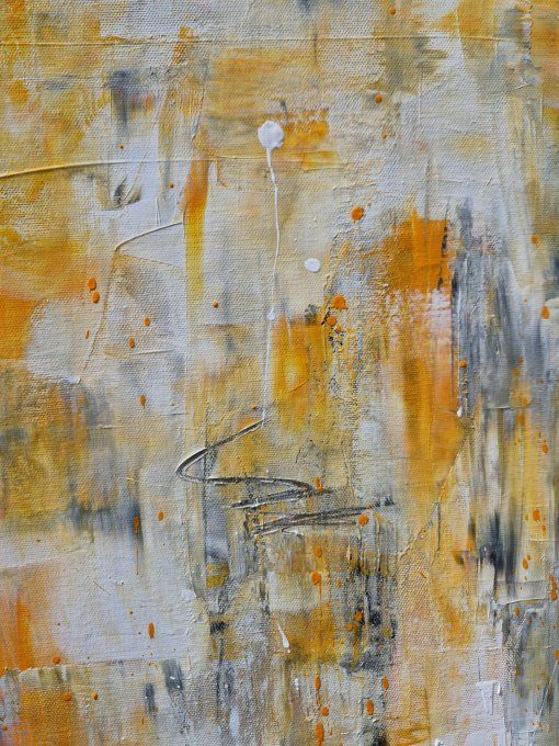 Peinture abstraite contemporaine orange et blanc – Œuvre originale - CHAOS SOLAIRE