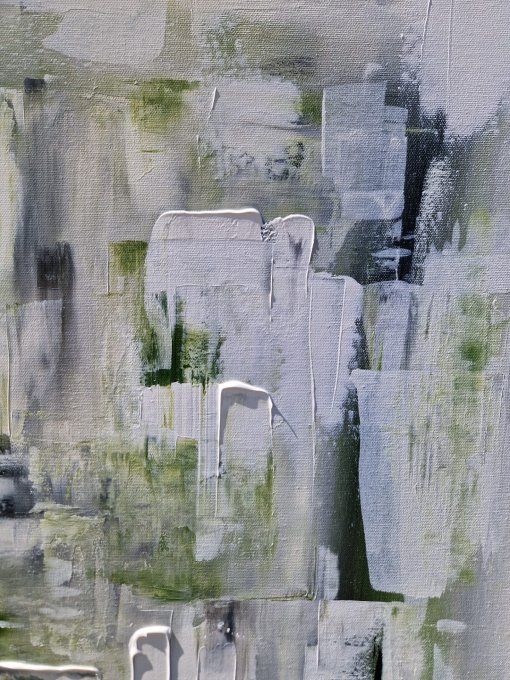TABLEAU réservé Peinture abstraite contemporaine vert et blanc – Œuvre originale - 