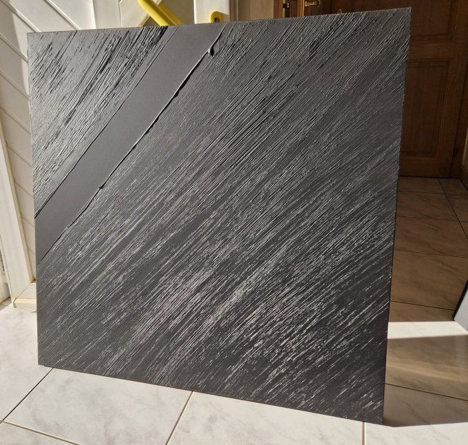 MONOCHROME NOIR C19 - Tableau abstrait noir – Peinture contemporaine minimaliste 100x100 cm