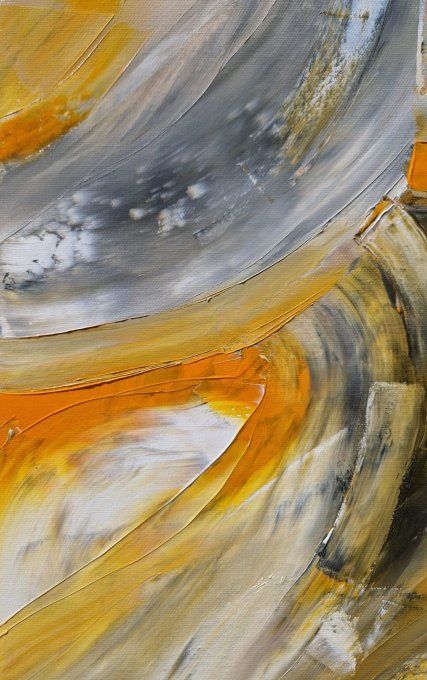 Peinture abstraite contemporaine orange vertical  – Œuvre originale - ECLAT CADMIUM