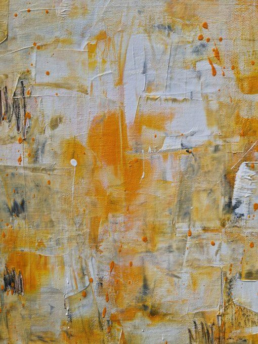 Peinture abstraite contemporaine orange et blanc – Œuvre originale - CHAOS SOLAIRE