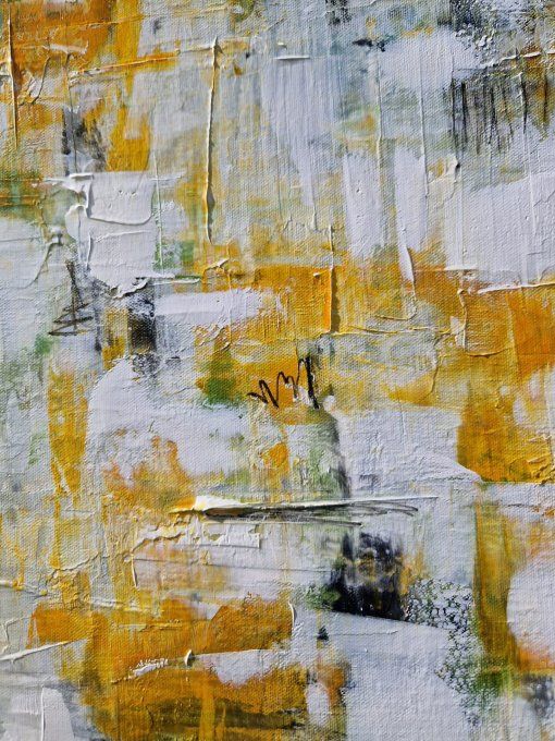 Peinture abstraite contemporaine orange et blanc – Œuvre originale - HARMONIE