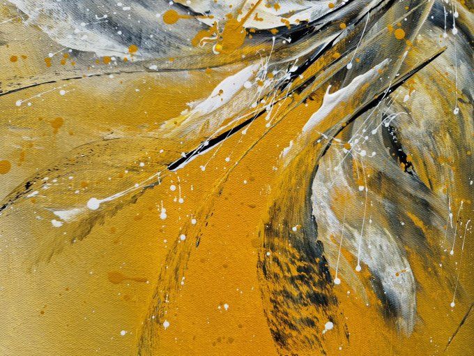 Peinture abstraite contemporaine ocre et gris – Œuvre originale - MOUVEMENT SOLAIRE