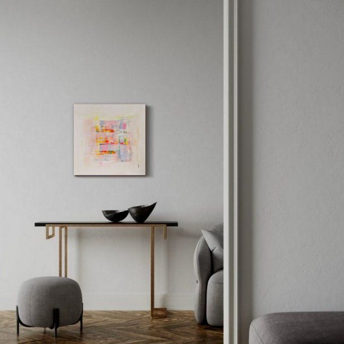 Peinture abstraite contemporaine blanc  – Œuvre originale - TRANSPARENCE