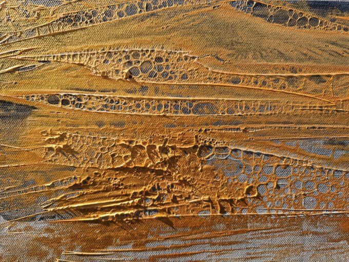 Peinture abstraite contemporaine doré, or  – Œuvre originale - TERRE SUSPENDUE - 120x80 cm