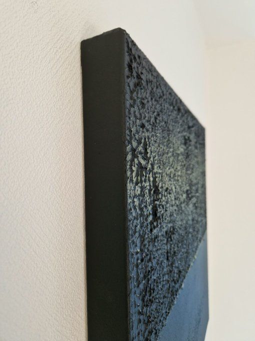 MONOCHROME NOIR référence C44- Tableau abstrait noir –Peinture contemporaine minimaliste 60x60 cm