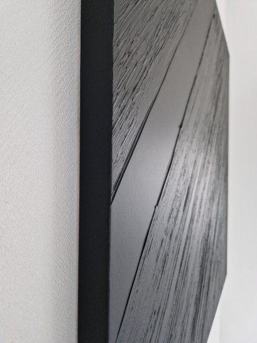 MONOCHROME NOIR C19 - Tableau abstrait noir – Peinture contemporaine minimaliste 100x100 cm