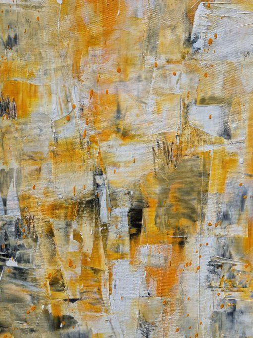 Peinture abstraite contemporaine orange et blanc – Œuvre originale - CHAOS SOLAIRE