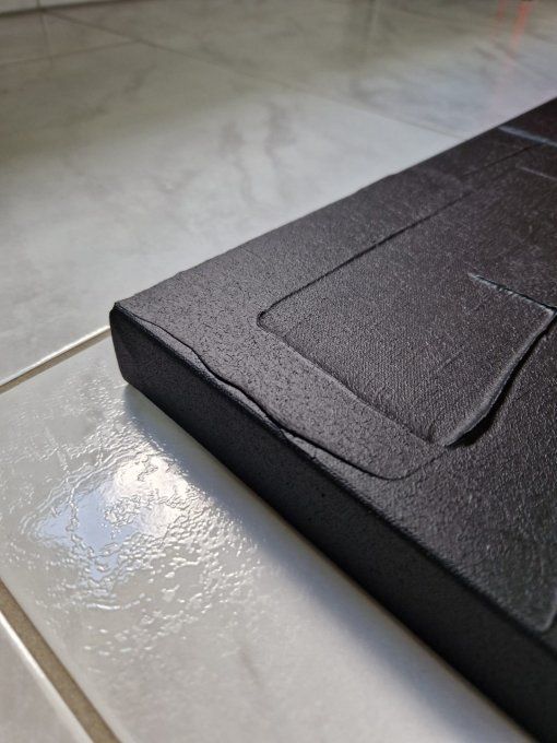 MONOCHROME NOIR référence a19 -Tableau abstrait noir – Peinture contemporaine minimaliste 100x100 cm