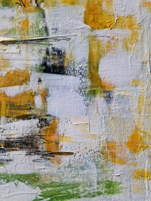 Peinture abstraite contemporaine orange et blanc – Œuvre originale - HARMONIE
