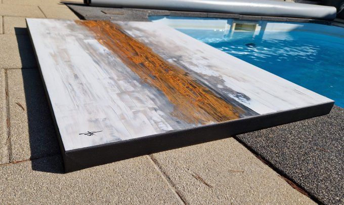 Peinture abstraite contemporaine doré, or  – Œuvre originale - TERRE SUSPENDUE - 120x80 cm
