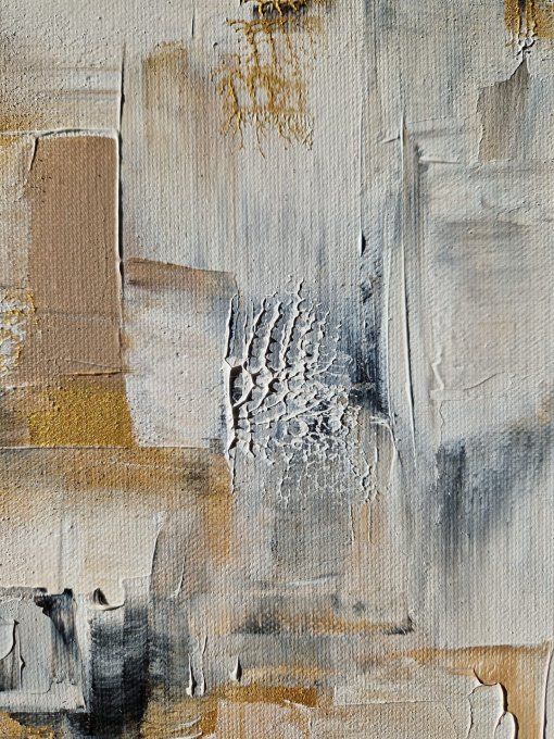 Peinture abstraite contemporaine blanc et or – Œuvre originale - STRUCTURE LIBRE