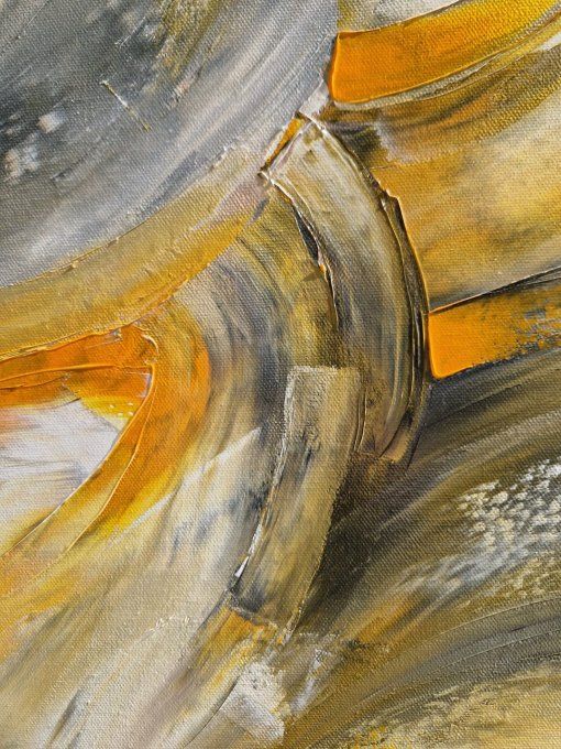 Peinture abstraite contemporaine orange vertical  – Œuvre originale - ECLAT CADMIUM