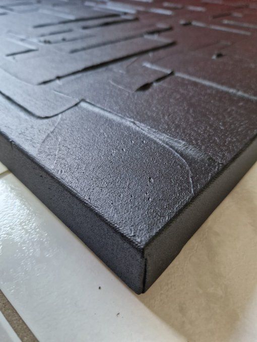 MONOCHROME NOIR référence a19 -Tableau abstrait noir – Peinture contemporaine minimaliste 100x100 cm