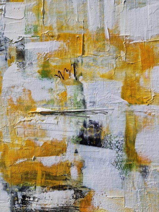 Peinture abstraite contemporaine orange et blanc – Œuvre originale - HARMONIE