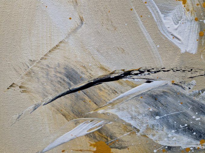 Peinture abstraite contemporaine ocre et gris – Œuvre originale - MOUVEMENT SOLAIRE