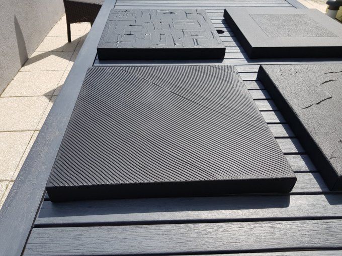 ENSEMBLE DE 4 PETITS MONOCHROMES NOIRS - TABLEAU ABSTRAIT NOIR - PEINTURE CONTEMPORAINE MINIMALISTE