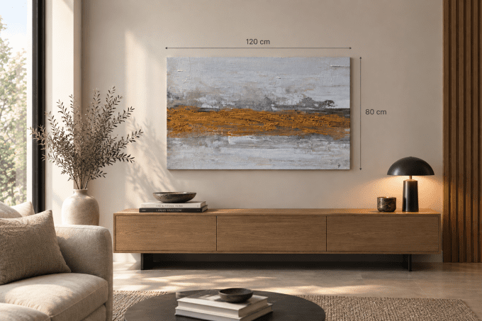 Peinture abstraite contemporaine doré, or  – Œuvre originale - TERRE SUSPENDUE - 120x80 cm