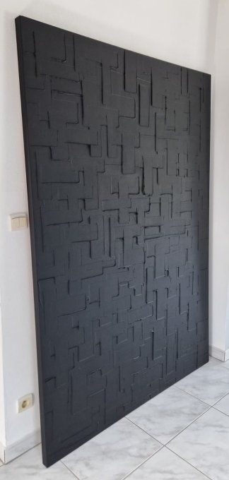 MONOCHROME  noir référence A30- Tableau abstrait noir – Peinture contemporaine minimaliste 200x140cm